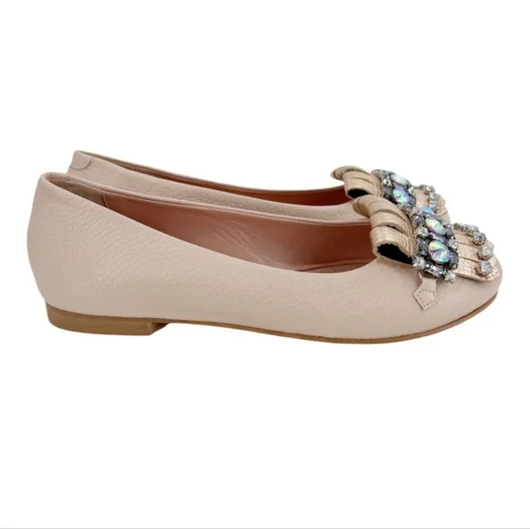 NWT Pollini Italian Rhinestone Leather Flats Loafers - Picture 4 of 8